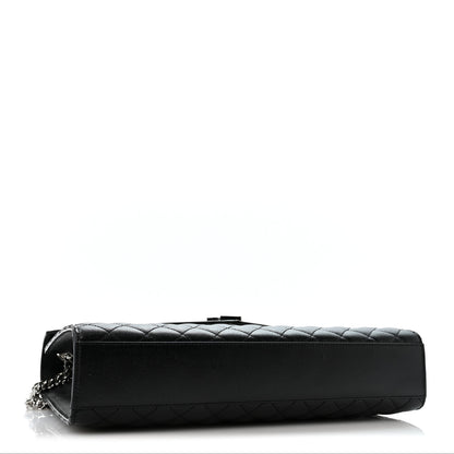 Saint Laurent Grain De Poudre Textured Mixed Matelasse Large Triquilt Monogram Satchel Black 4 of 11