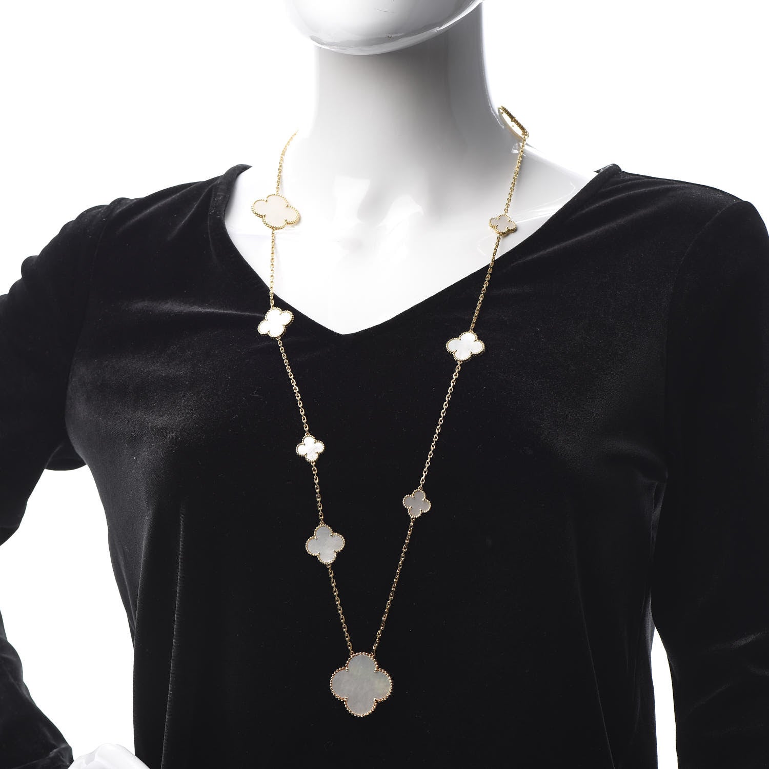 Van Cleef & Arpels 18K Yellow Gold Mother of Pearl 11 Motifs Magic Alhambra Necklace 2 of 6