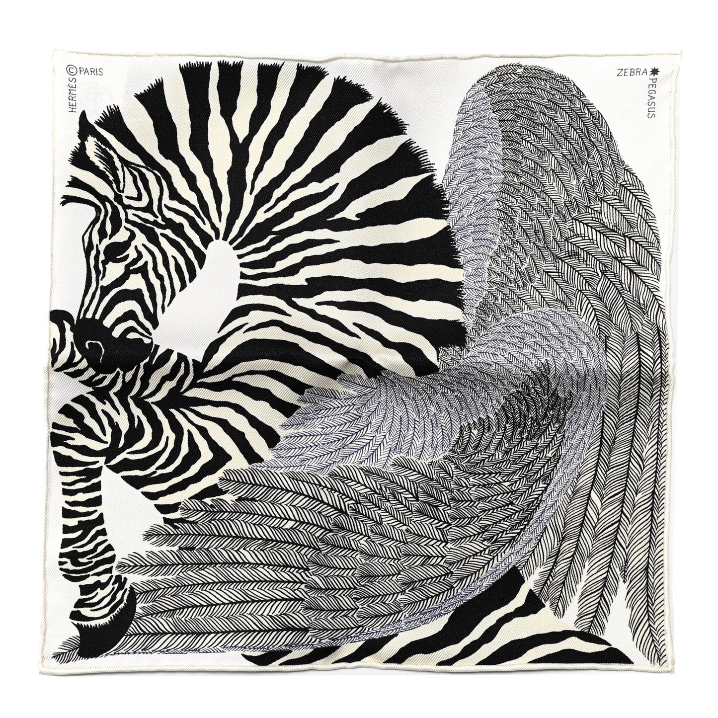 Silk Zebra Pegasus Nano Scarf 20 Black White