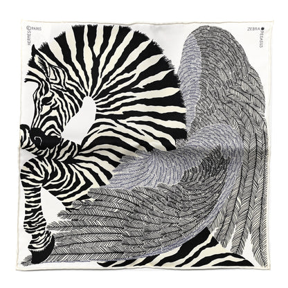 Hermes Silk Zebra Pegasus Nano Scarf 20 Black White 1 of 4