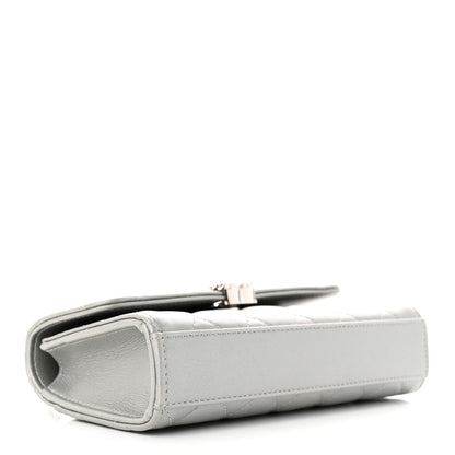 Chanel Lambskin Quilted Chain Top Handle Phone Holder With Chain Silver 4 of 14