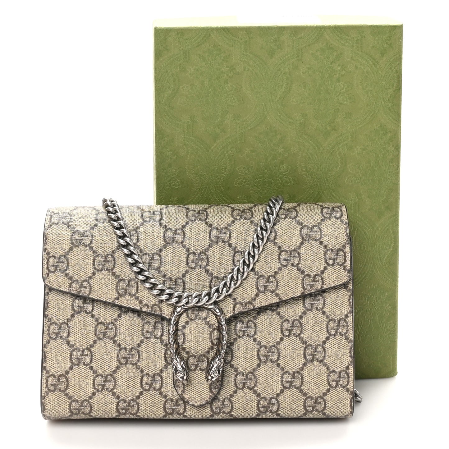 GG Supreme Monogram Mini Dionysus Chain Wallet Beige Taupe