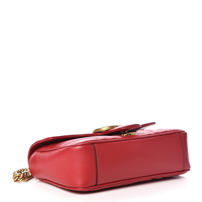 Gucci Calfskin Matelasse Mini GG Marmont Shoulder Bag Hibiscus Red 4 of 10