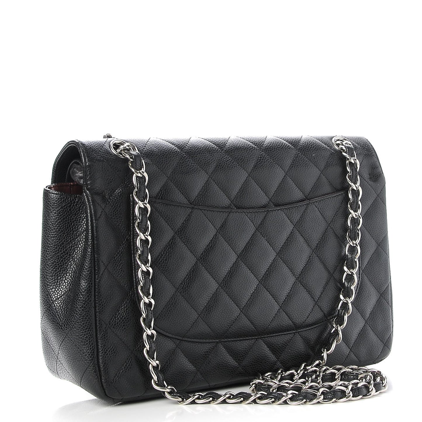 Caviar Quilted Jumbo Double Flap Black