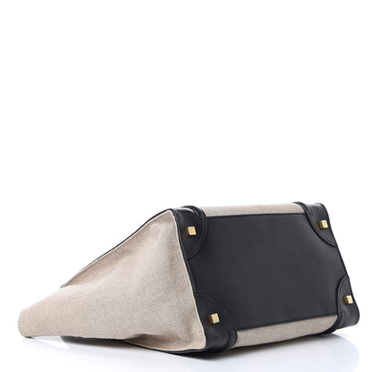 Celine Linen Smooth Calfskin Mini Bi-Color Luggage Natural Black 4 of 19