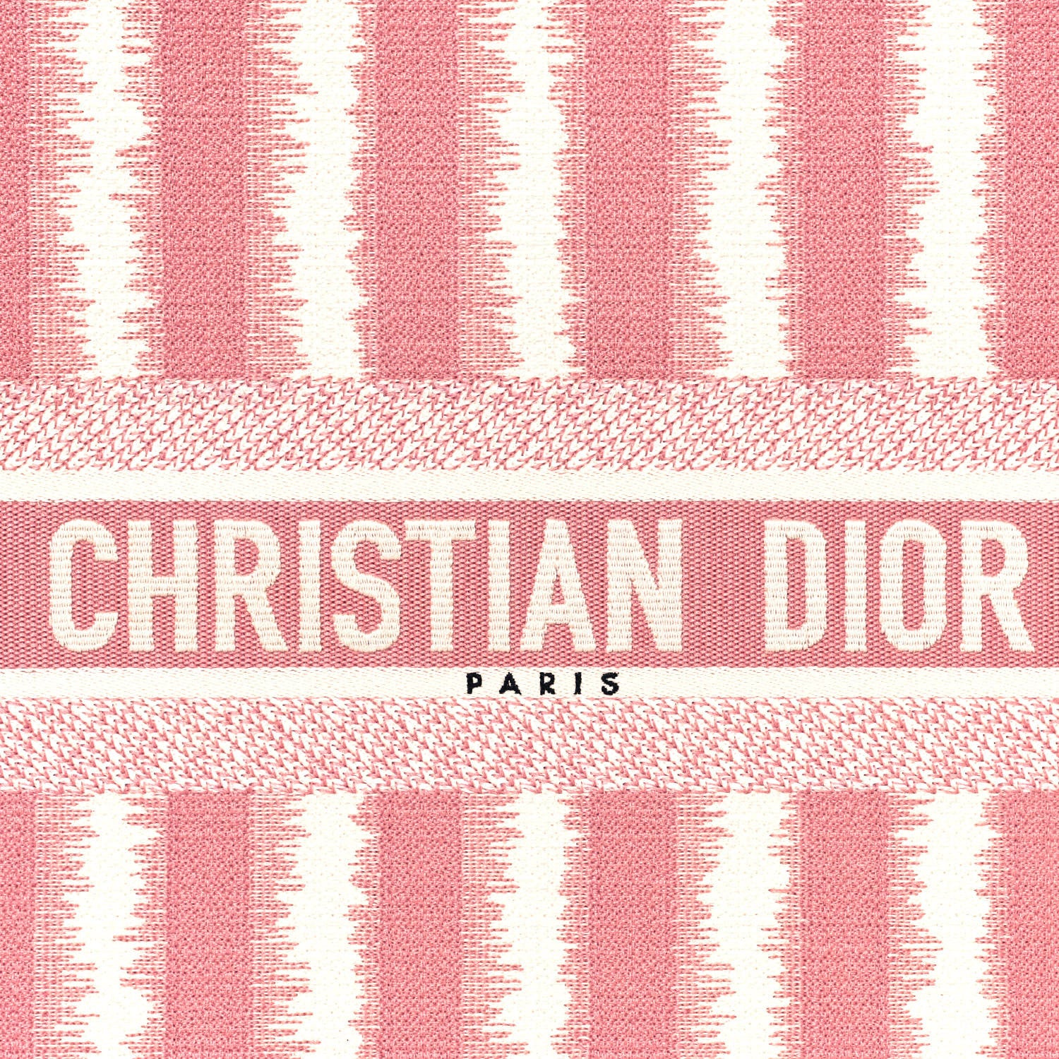 Christian Dior Canvas Embroidered Large Striped Book Tote Pink 7 of 10