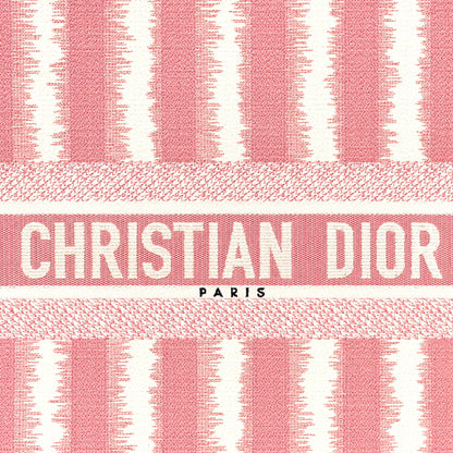 Christian Dior Canvas Embroidered Large Striped Book Tote Pink 7 of 10