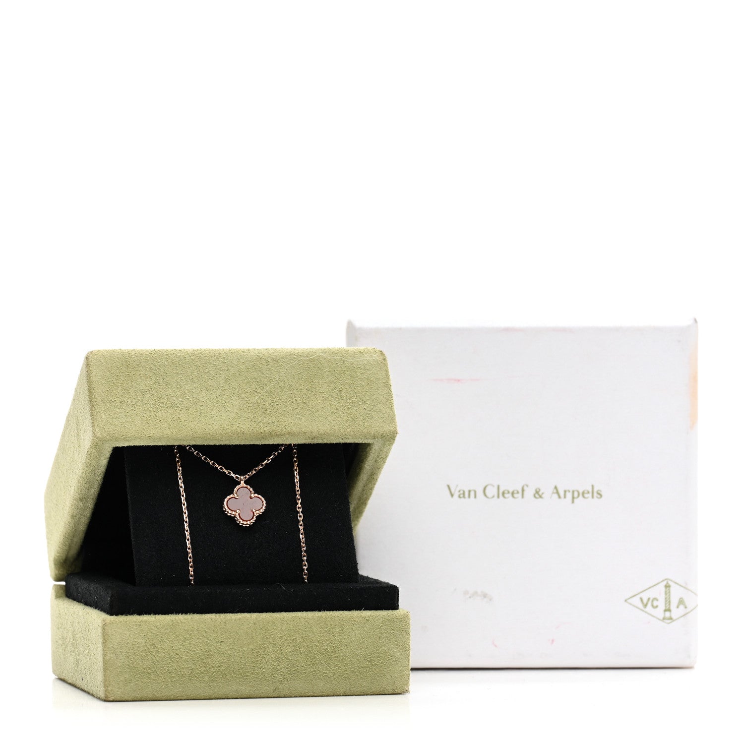 Van Cleef & Arpels 18K Rose Gold Carnelian Sweet Alhambra Pendant Necklace 5 of 5