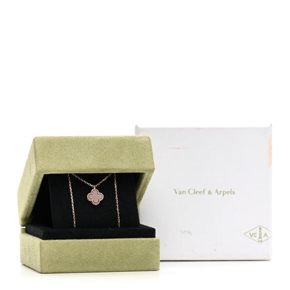 Van Cleef & Arpels 18K Rose Gold Carnelian Sweet Alhambra Pendant Necklace 5 of 5