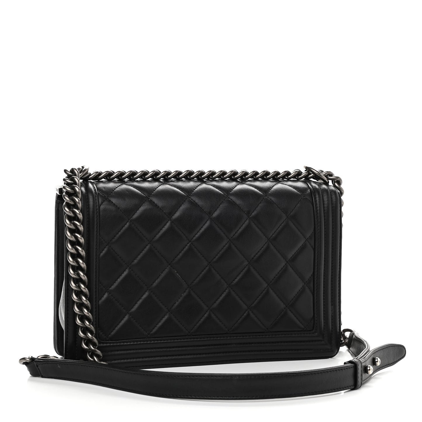 Lambskin Quilted Medium Boy Flap Black