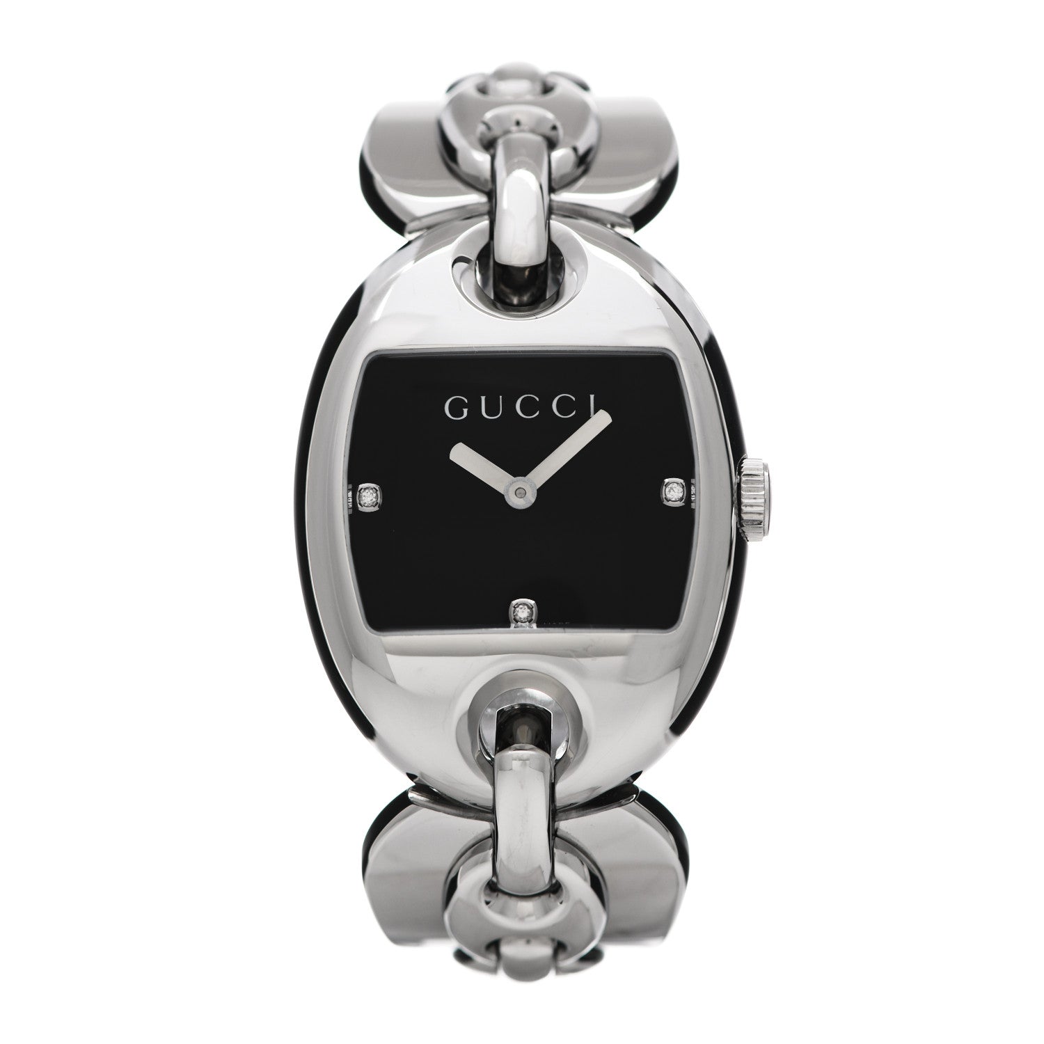 Gucci Stainless Steel Diamond 32mm Marina Quartz Watch Black 1 of 5