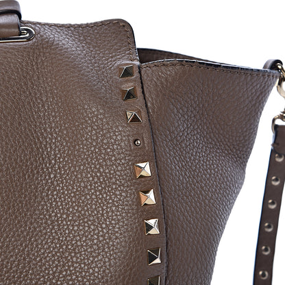 Valentino Garavani Pebbled Calfskin Medium Rockstud Tote Brown 15 of 16