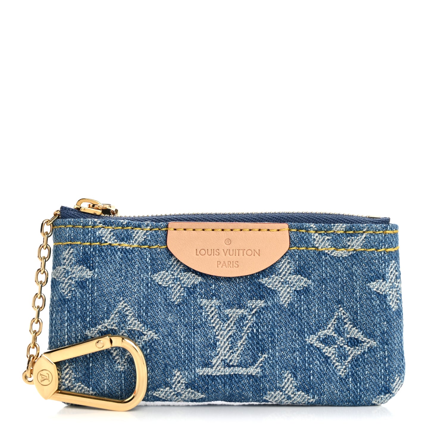 Monogram Denim Key Pouch Denim Blue