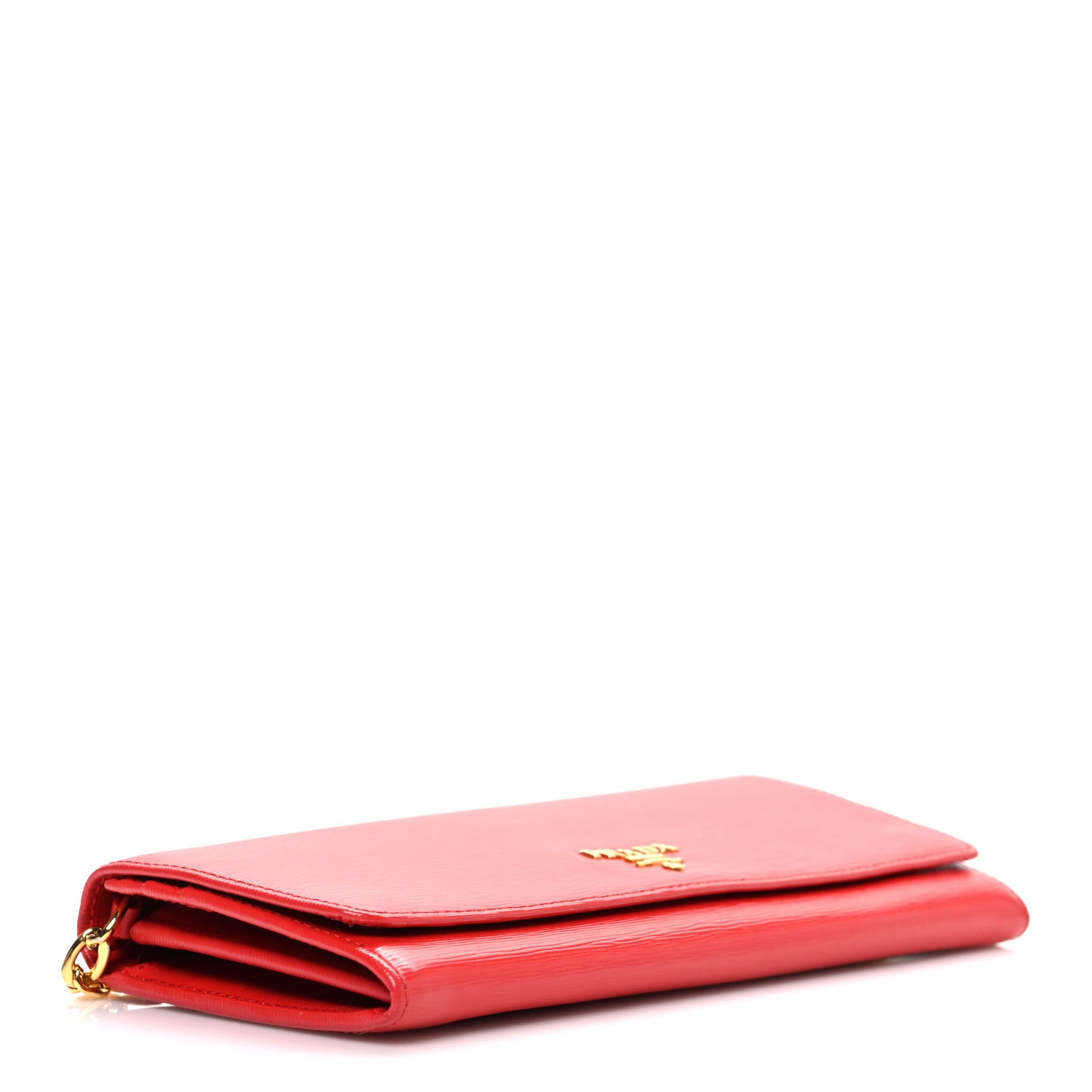 Prada Vitello Move Metal Oro Chain Wallet Lacca 4 of 11