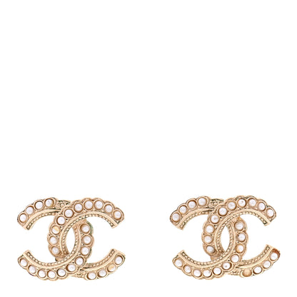 Chanel Pearl CC Earrings Light Gold 1 of 4