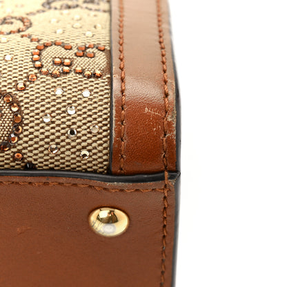 Gucci New Canvas Charisma Calfskin Crystal GG Monogram Mini Diana Tote Bag Camel Ebony 12 of 13