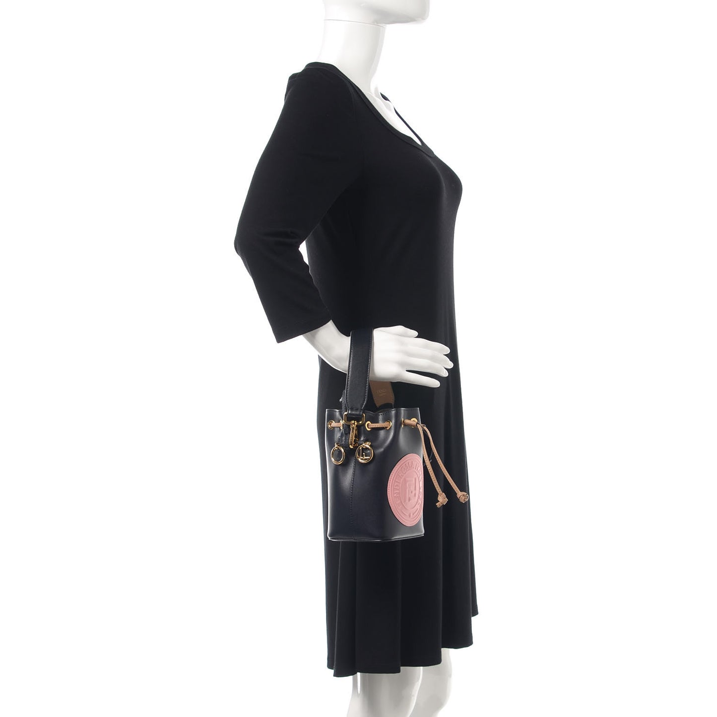 Vitello Liberty F is Fendi Stamp Patch Mini Mon Tresor Bucket Bag Blue Notte Cuoio Flamingo