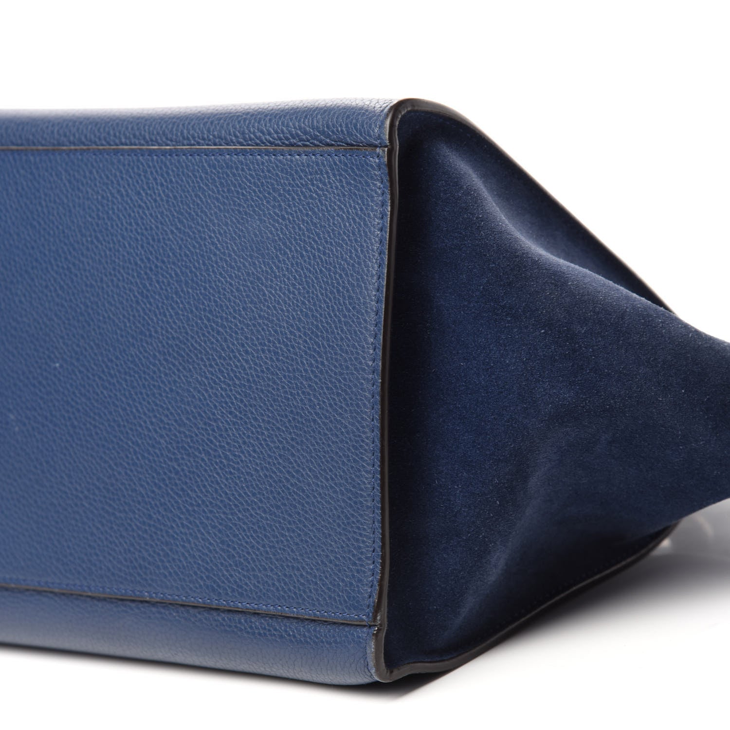Celine Drummed Calfskin Suede Medium Trapeze Navy 7 of 9
