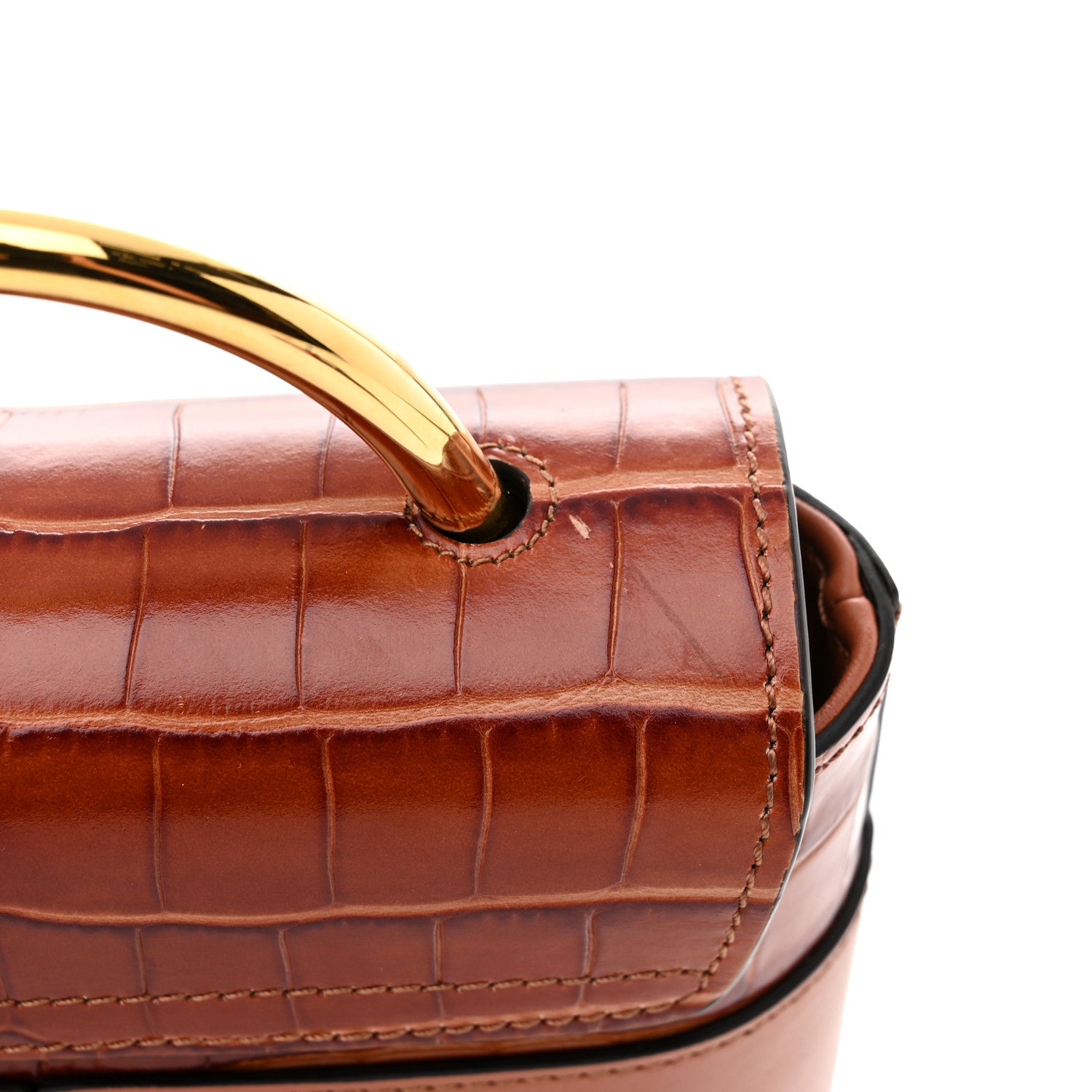 Chloe Calfskin Crocodile Embossed Small Aby Lock Chestnut Brown 10 of 10