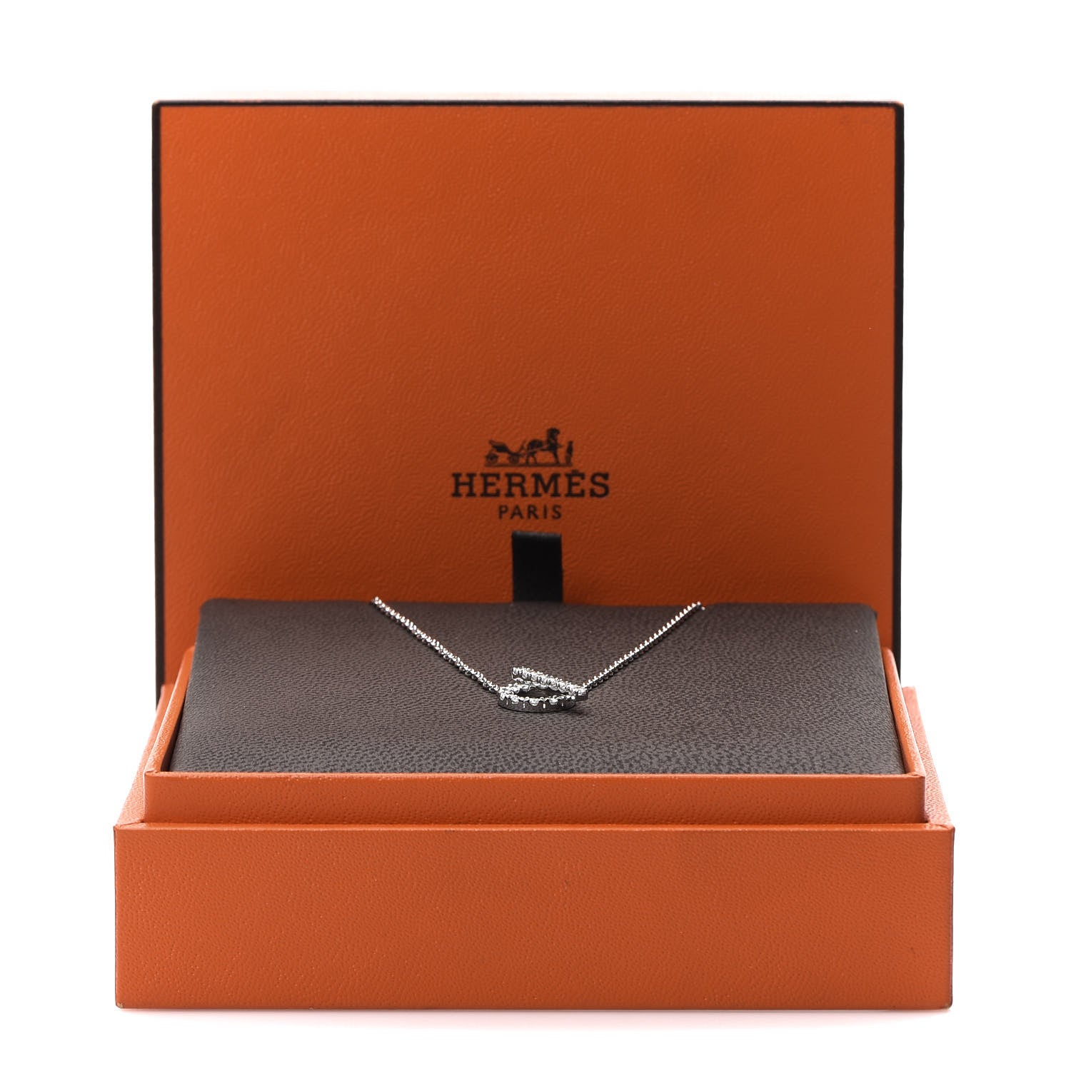 Hermes 18K White Gold Diamond Finesse Pendant Necklace 5 of 5