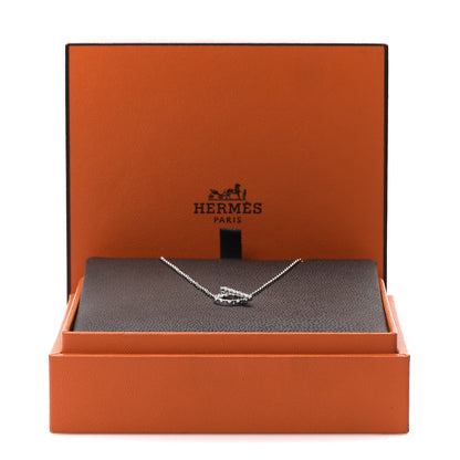 Hermes 18K White Gold Diamond Finesse Pendant Necklace 5 of 5