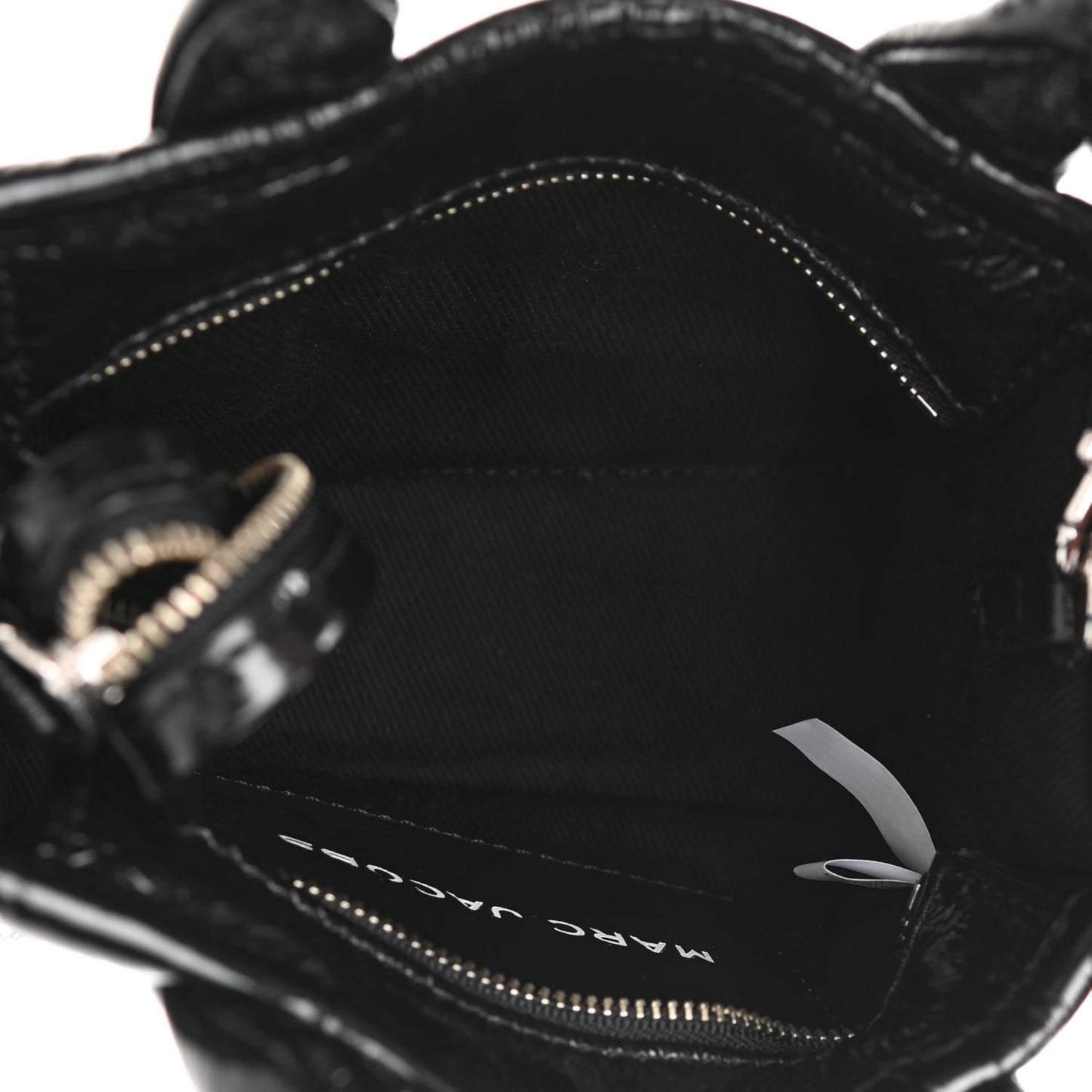 Shiny Crinkled Lambskin Micro The Tote Bag Black