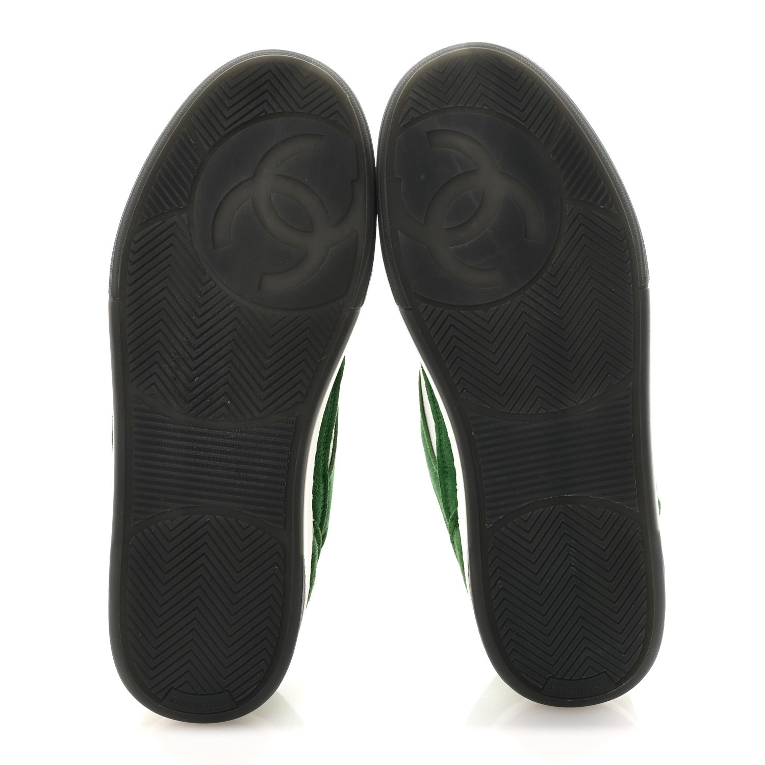 Chanel Suede Kidskin Womens CC Sneakers 37 White Green 6 of 10
