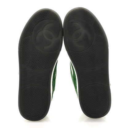 Chanel Suede Kidskin Womens CC Sneakers 37 White Green 6 of 10