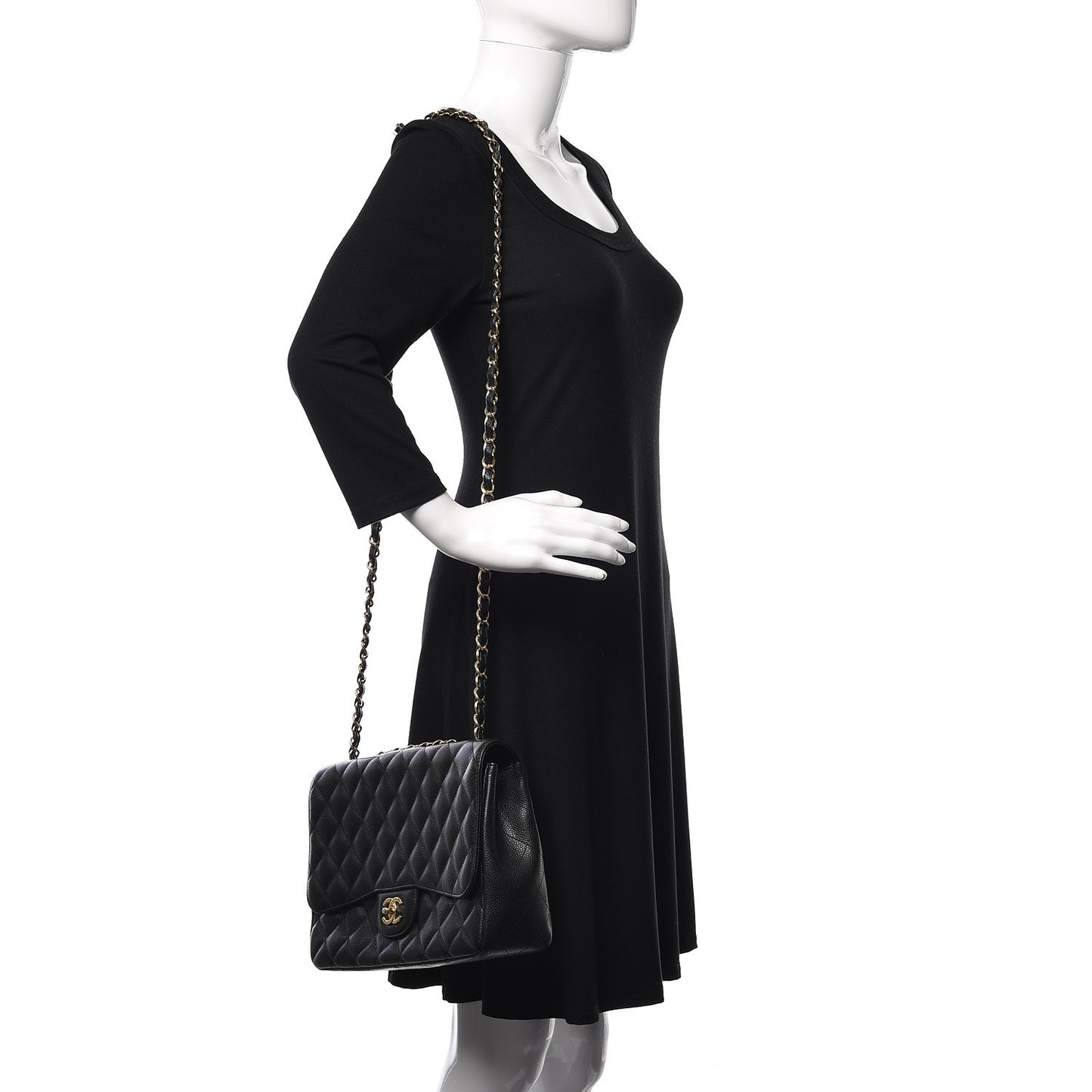 Caviar Quilted Jumbo Single Flap Black