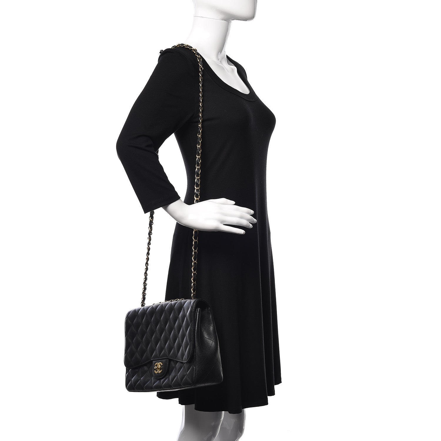 Chanel Caviar Quilted Jumbo Single Flap Black 3 of 12