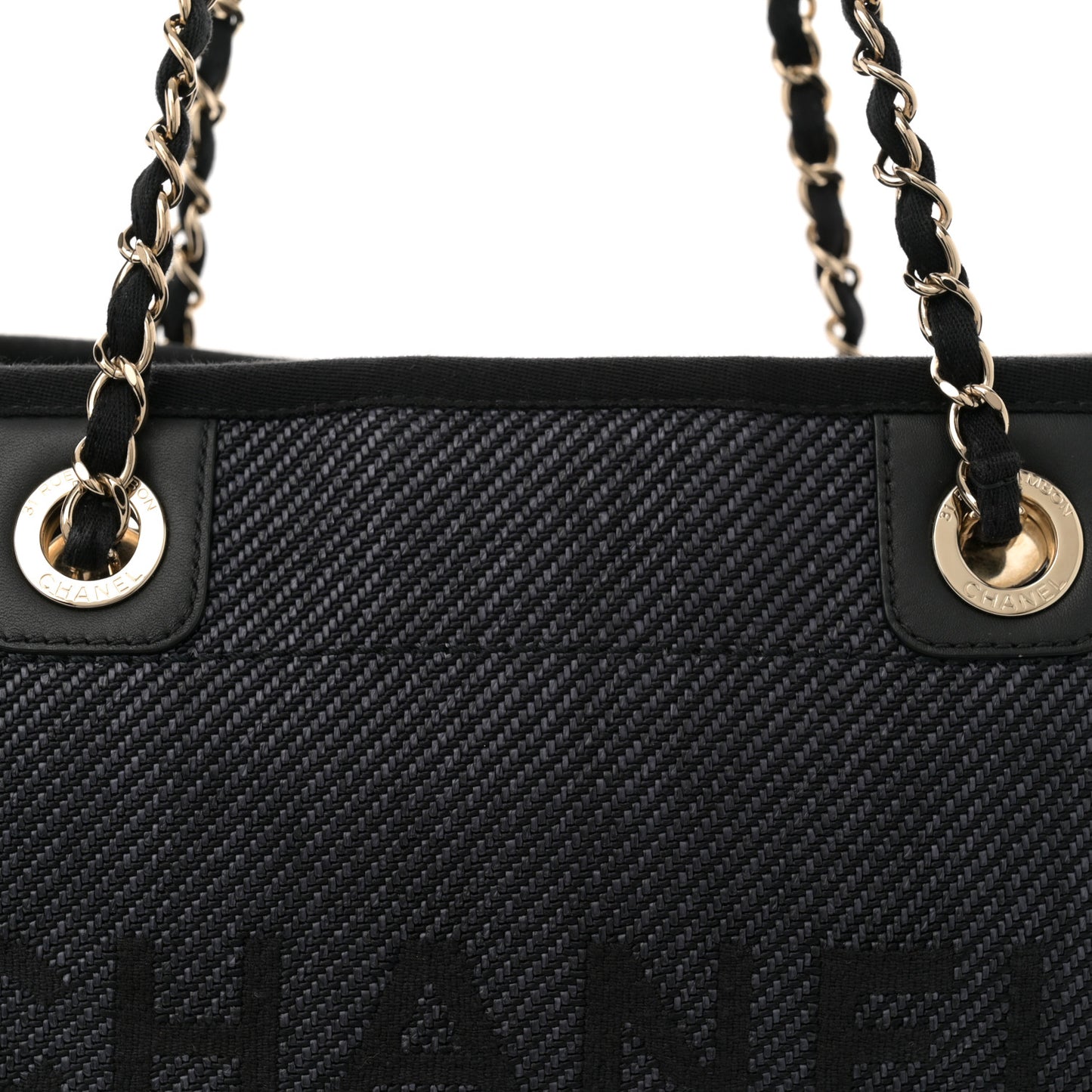 Mixed Fibers Calfskin Small Deauville Tote Black