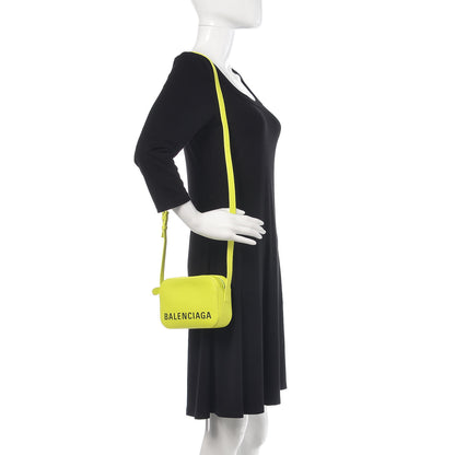 Balenciaga Signature Grained Calfskin Logo XS Ville Camera Bag Acid Green Black 2 of 10