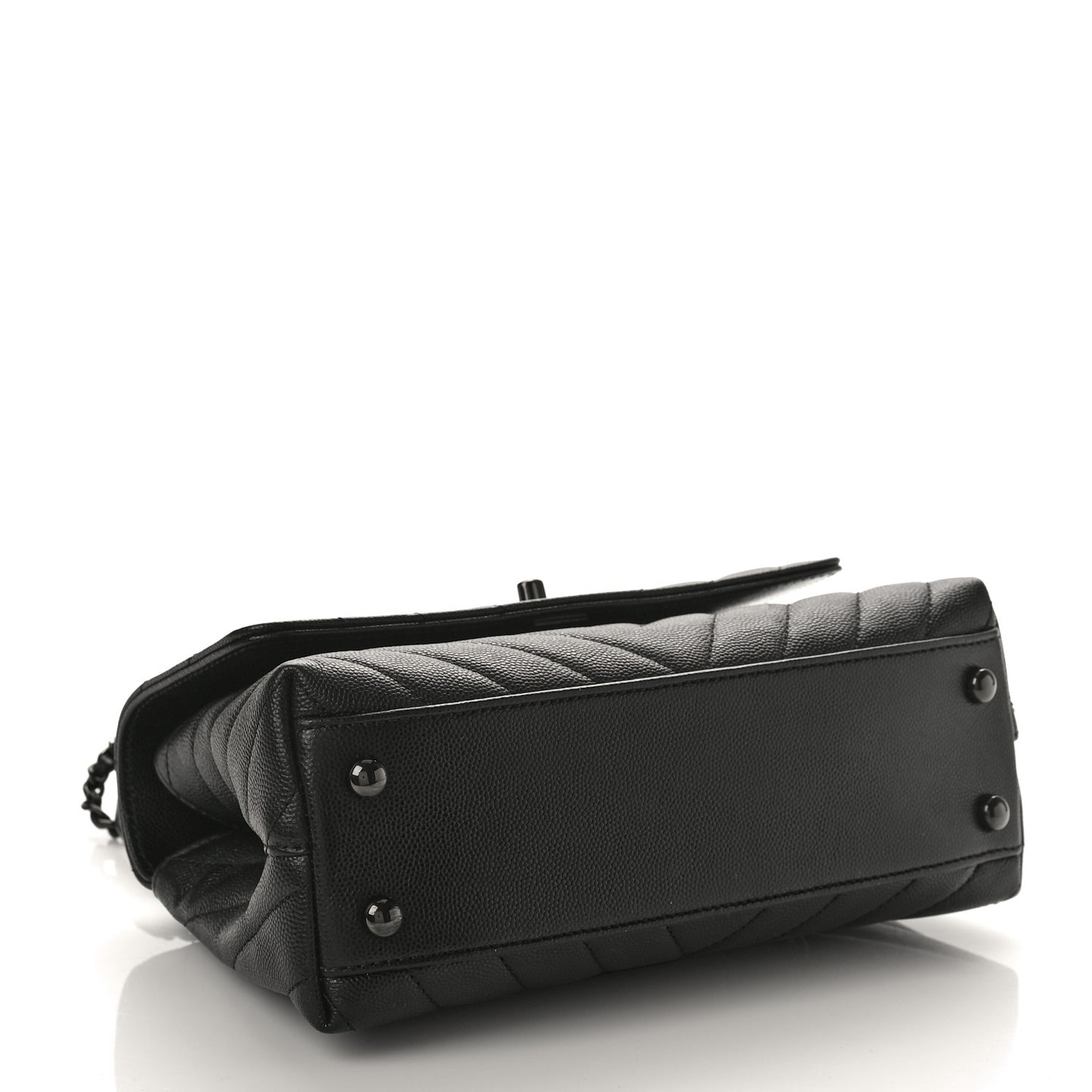 Caviar Chevron Quilted Mini Coco Handle Flap So Black