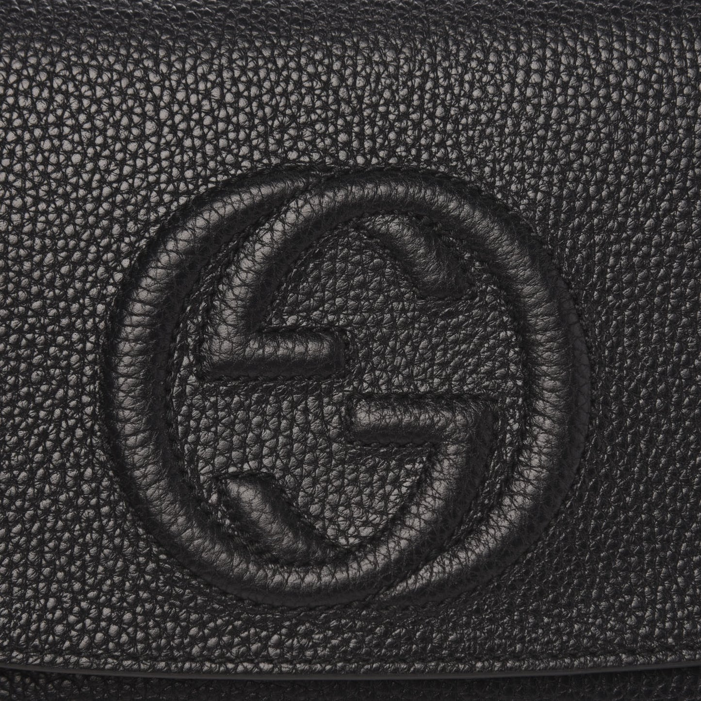 Pebbled Calfskin Medium Soho Flap Crossbody Black