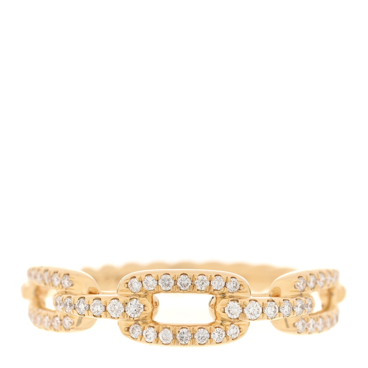 18K Yellow Gold Diamond 4.5mm Stax Single Row Chain Link Ring 52 6