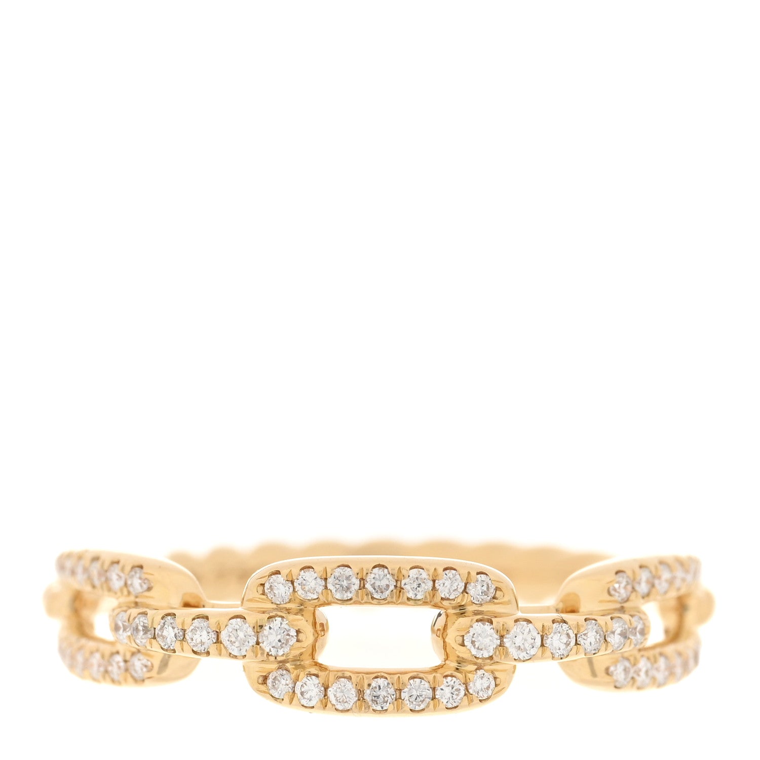 David Yurman 18K Yellow Gold Diamond 4.5mm Stax Single Row Chain Link Ring 52 6 1 of 4