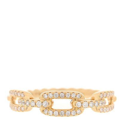 David Yurman 18K Yellow Gold Diamond 4.5mm Stax Single Row Chain Link Ring 52 6 1 of 4