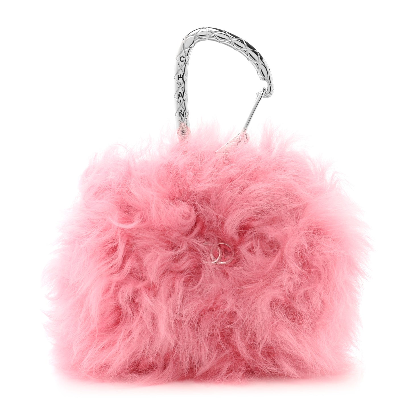 Shearling Lambskin CC Hook Card Holder Pink
