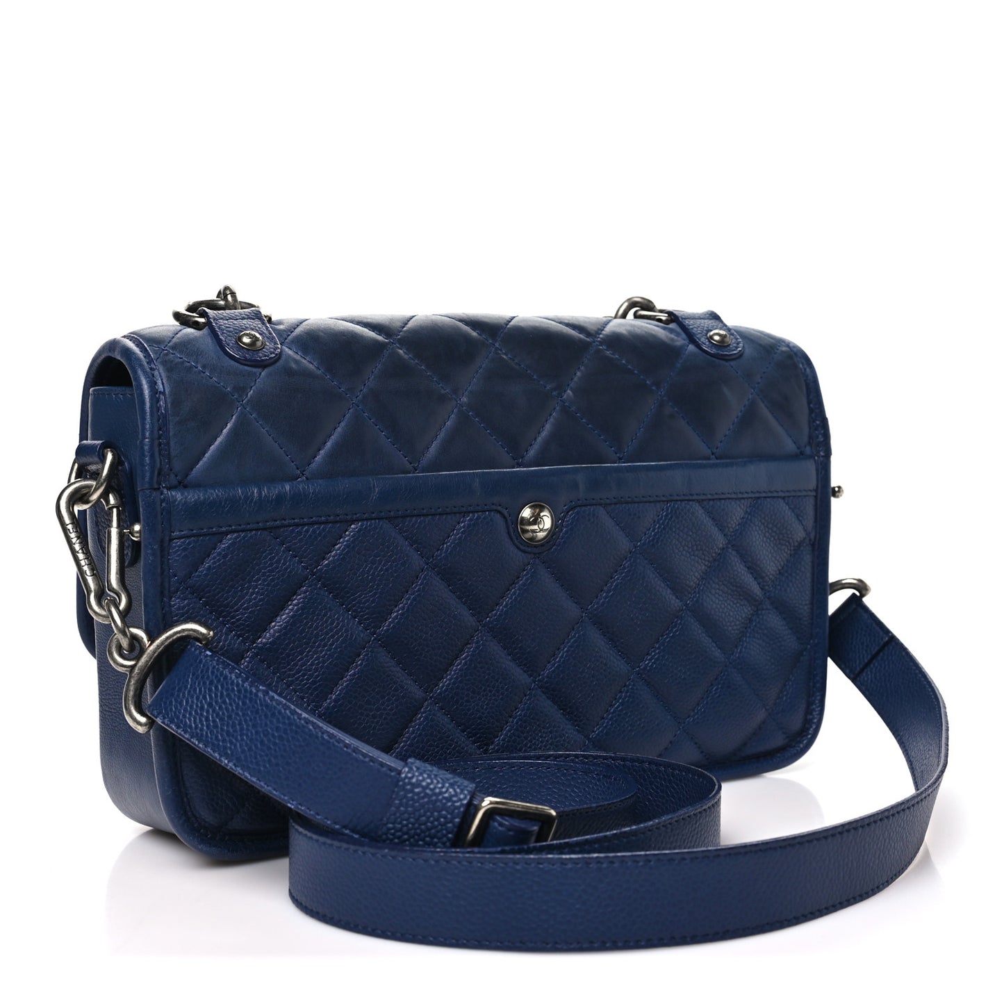 Caviar Iridescent Calfskin Quilted Medium Daily Carry Messenger Navy