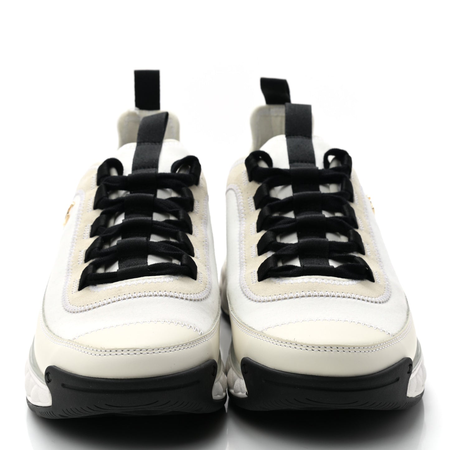 Velvet Calfskin Mixed Fibers Mens CC Sneakers 40 Ivory Black