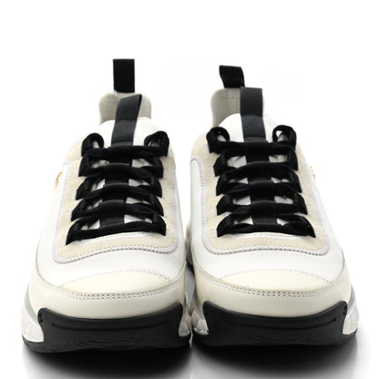 Chanel Velvet Calfskin Mixed Fibers Mens CC Sneakers 40 Ivory Black 2 of 8