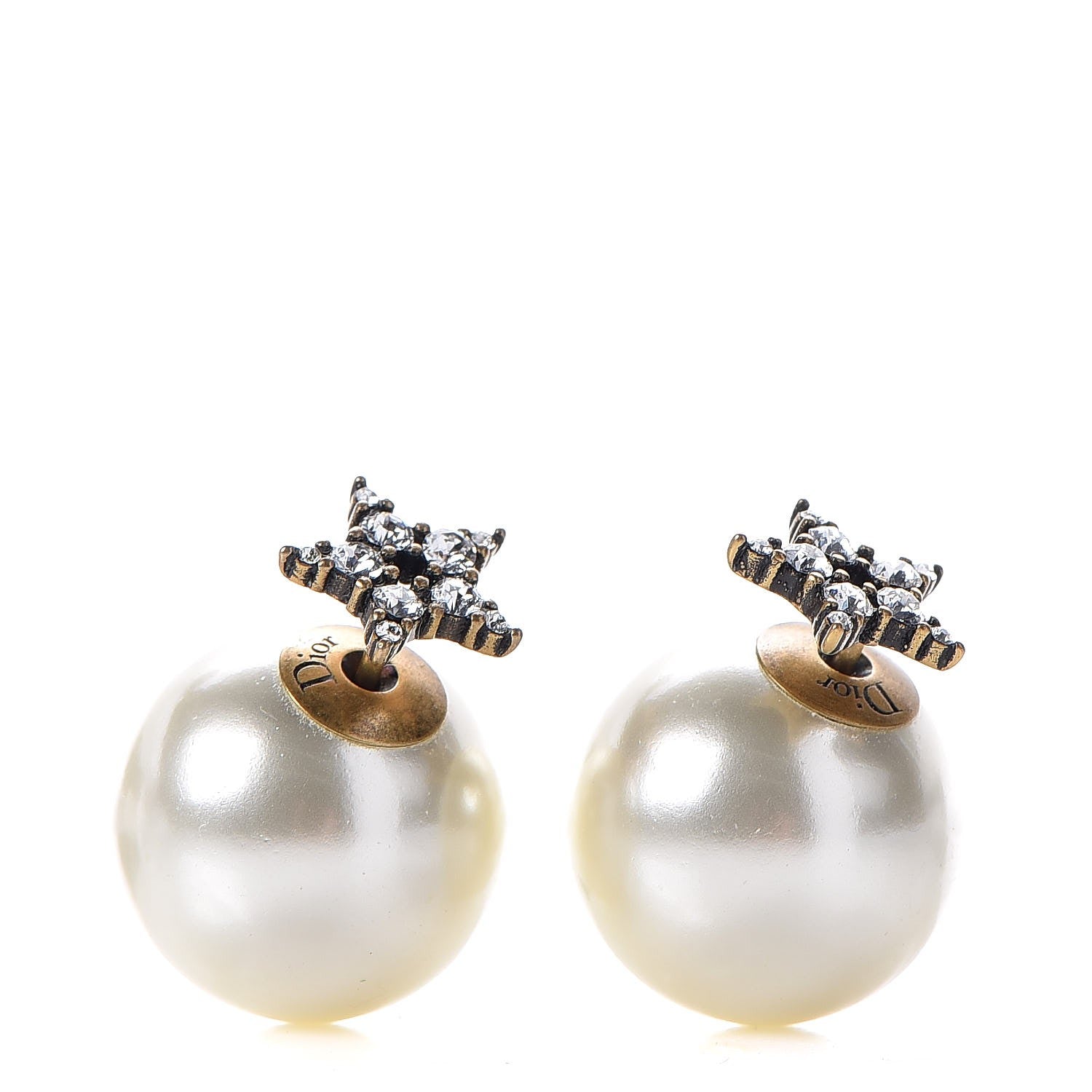 Christian Dior Pearl Crystal Star Mise En Dior Tribal Earrings 1 of 4