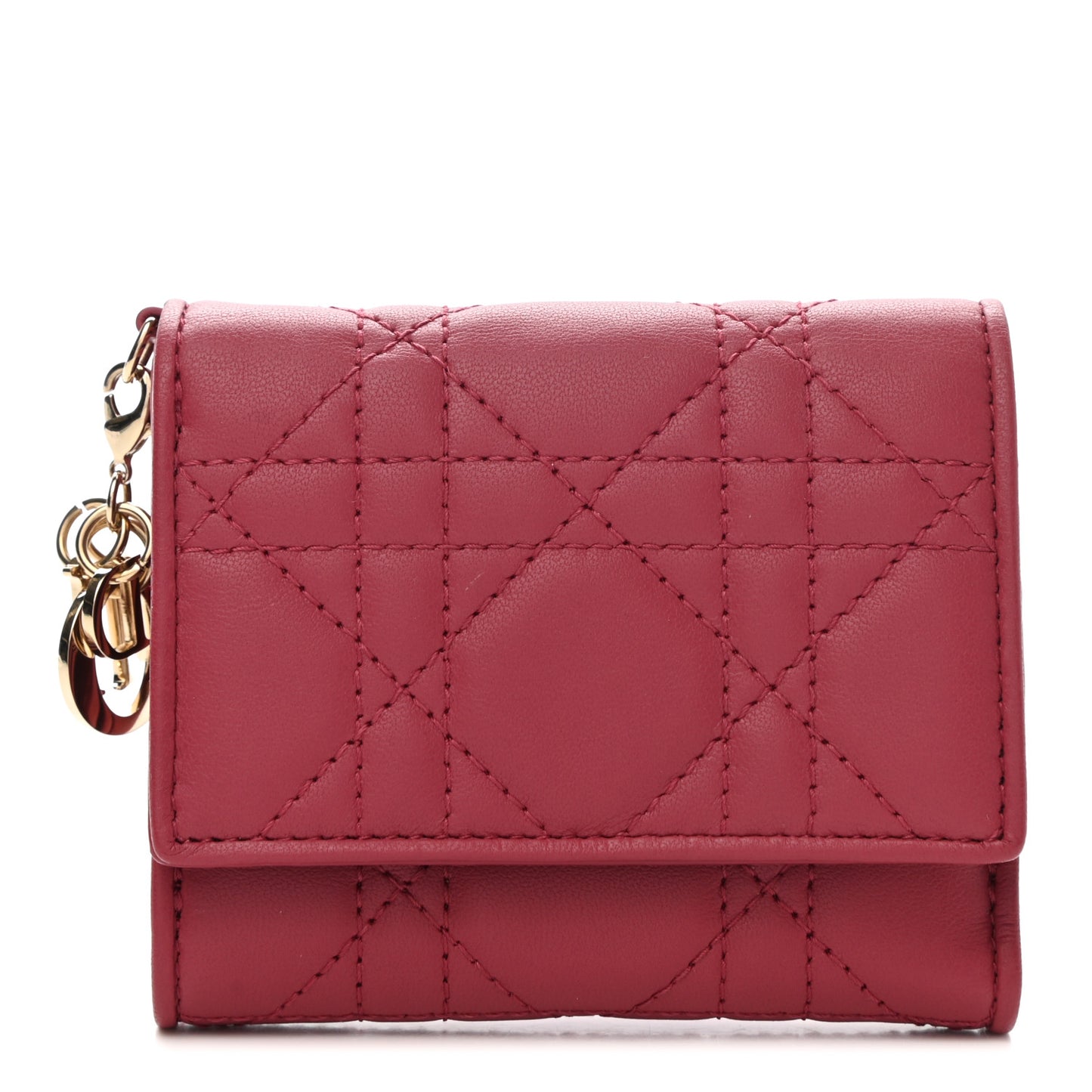 Lambskin Cannage Lady Dior Lotus Wallet Rusty Red