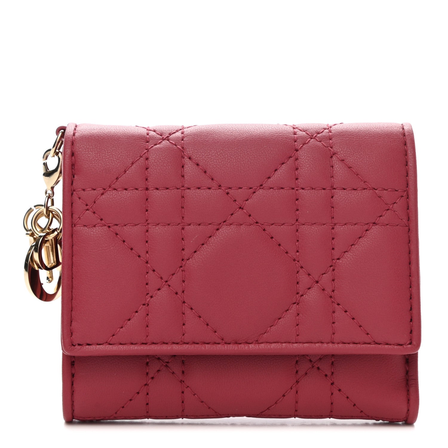 Christian Dior Lambskin Cannage Lady Dior Lotus Wallet Rusty Red 1 of 8