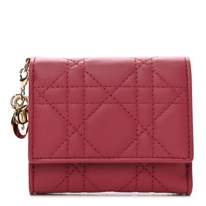 Christian Dior Lambskin Cannage Lady Dior Lotus Wallet Rusty Red 1 of 8