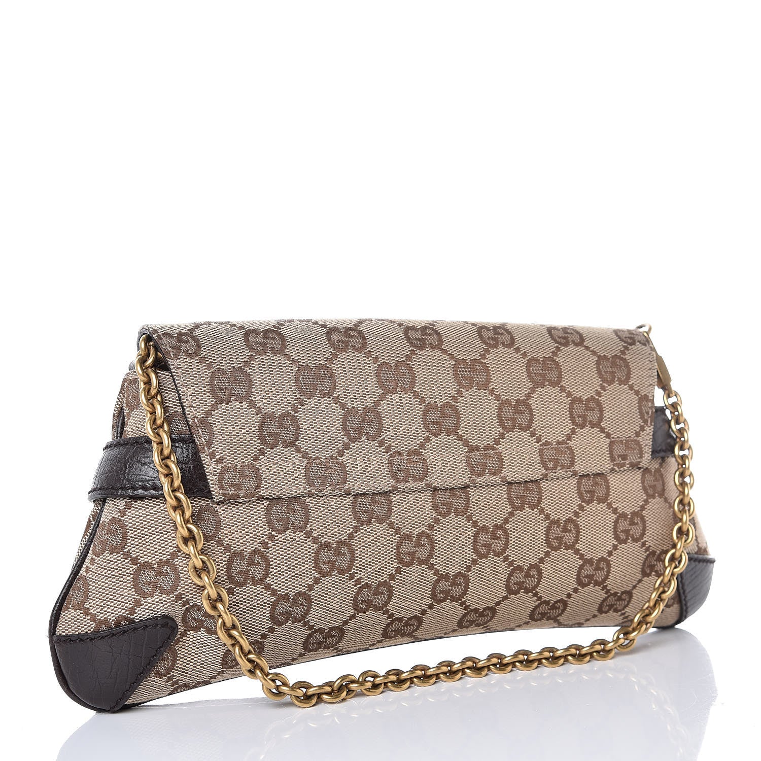Gucci Monogram Horsebit Clutch Dark Brown 3 of 7