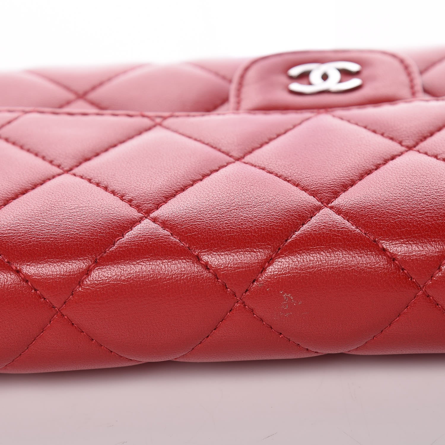Chanel Lambskin Quilted Large Flap Wallet Red 13 of 18
