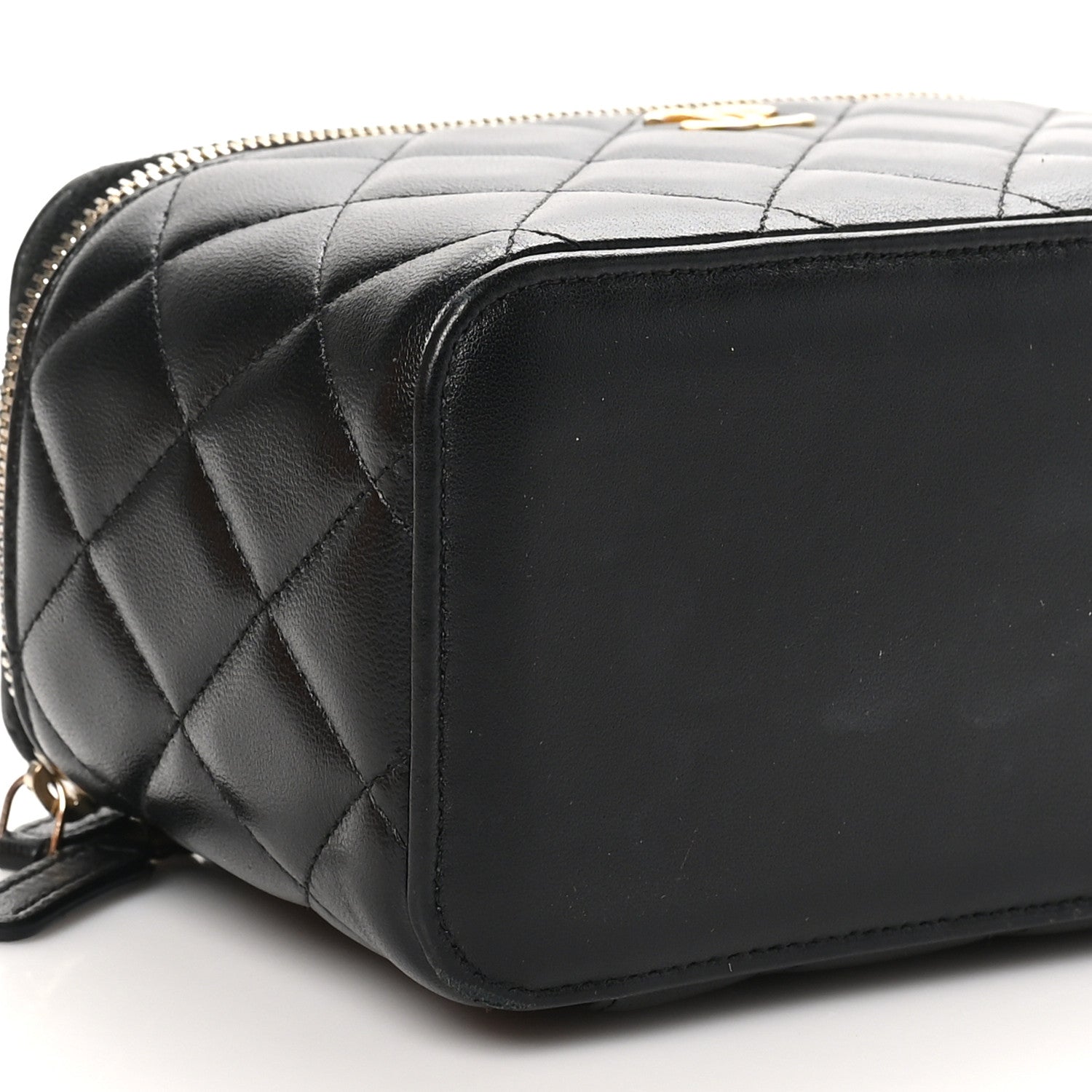 Chanel Lambskin Quilted Small Top Handle Vanity Case With Chain Black 9 of 10