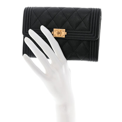 Chanel Caviar Quilted Medium Boy Flap Wallet Black 2 of 8