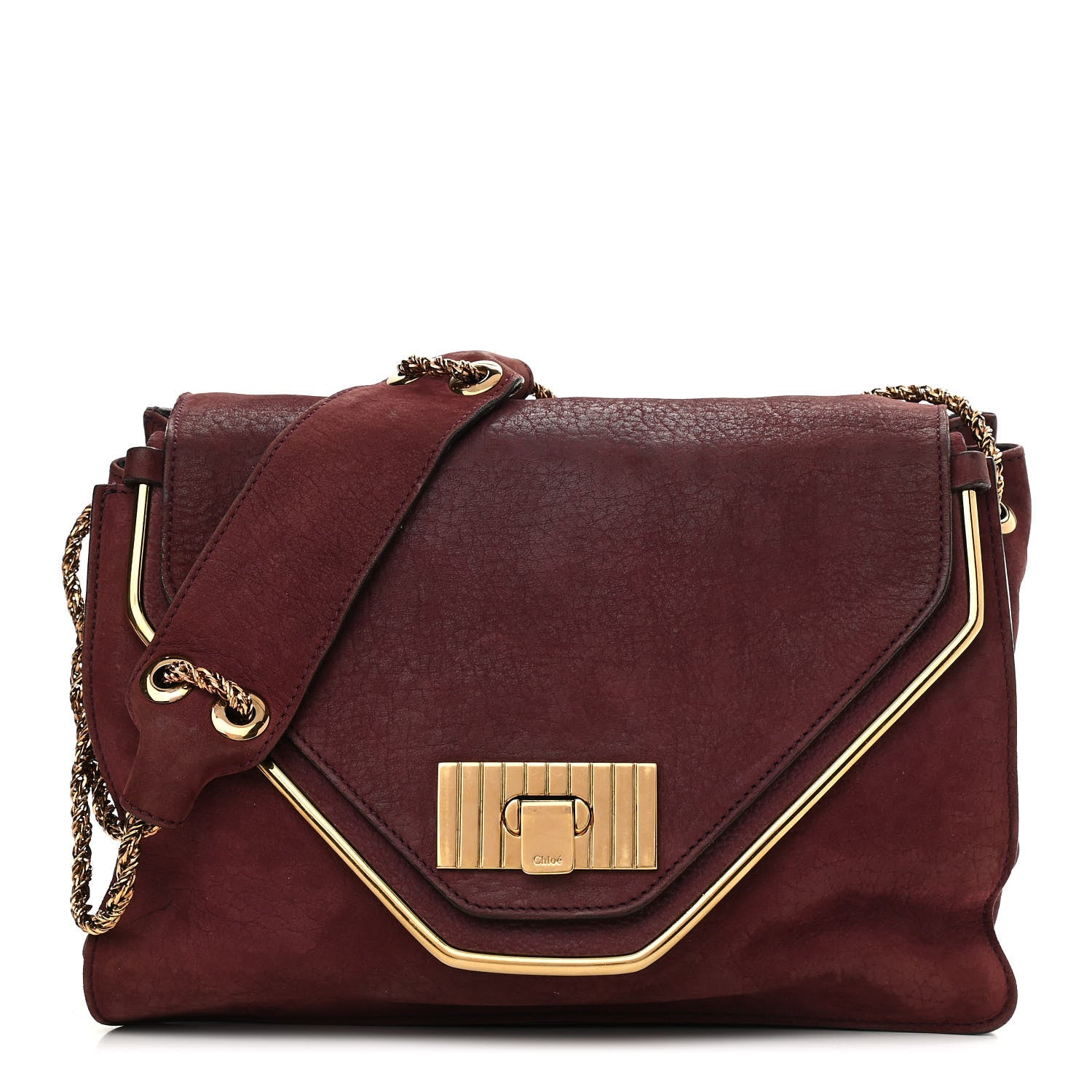 Chloe Nubuck Medium Sally Flap Bag Burgundy 1 of 14